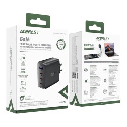 Φορτιστής Ταξιδίου Acefast A94 Fast Charging με 3xUSB-C + 1xUSB-A PD100W GaN Μαύρος