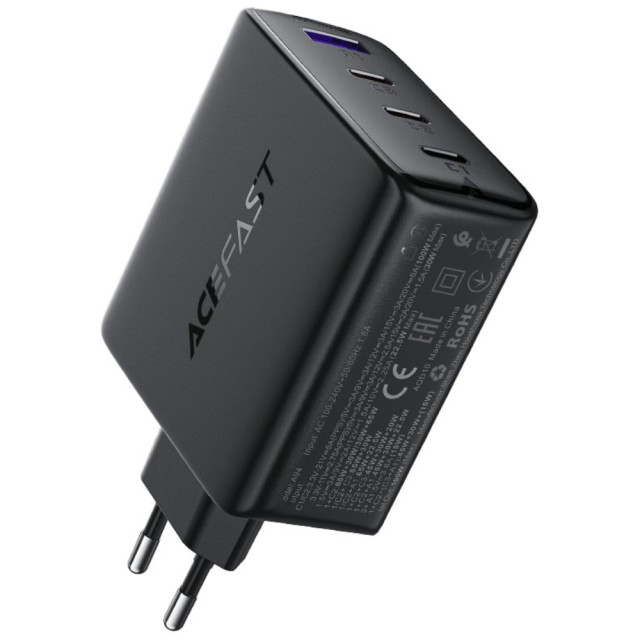 Φορτιστής Ταξιδίου Acefast A94 Fast Charging με 3xUSB-C + 1xUSB-A PD100W GaN Μαύρος