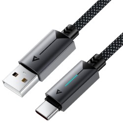Καλώδιο Acefast C19-04 Μεταλλικό USB-A σε USB-C 3.0A Γρήγορη Φόρτιση USB2.0 με Ένδειξη Φόρτισης Braided Μαύρο 1.2m