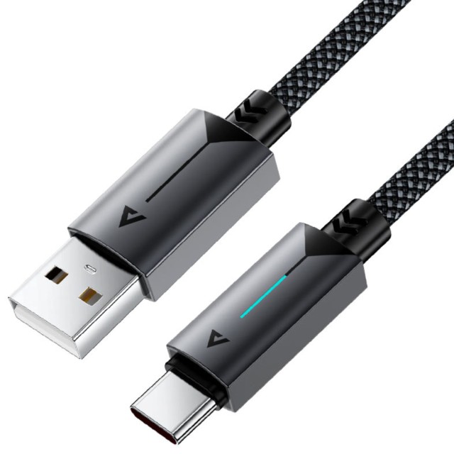 Καλώδιο Acefast C19-04 Μεταλλικό USB-A σε USB-C 3.0A Γρήγορη Φόρτιση USB2.0 με Ένδειξη Φόρτισης Braided Μαύρο 1.2m