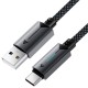 Καλώδιο Acefast C19-04 Μεταλλικό USB-A σε USB-C 3.0A Γρήγορη Φόρτιση USB2.0 με Ένδειξη Φόρτισης Braided Μαύρο 1.2m