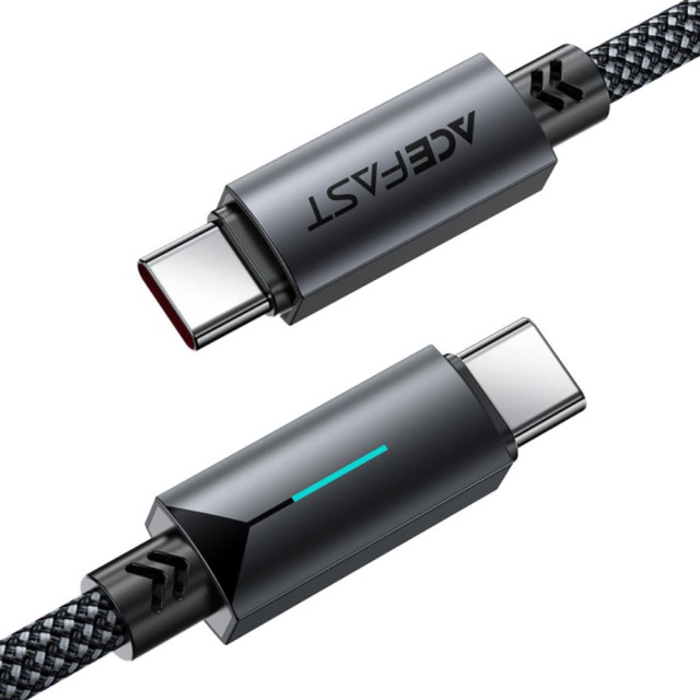 Καλώδιο Acefast C19-03  Μεταλλικό USB-C σε USB-C 60W 3.0A Γρήγορη Φόρτιση USB2.0 με Ένδειξη Φόρτισης Braided Μαύρο 1.2m