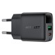 Φορτιστής Ταξιδίου Acefast A114 Fast Charging 1xUSB-A + 1xUSB-C PD25W QC3.0 GaN με LED Ένδειξη Μαύρος