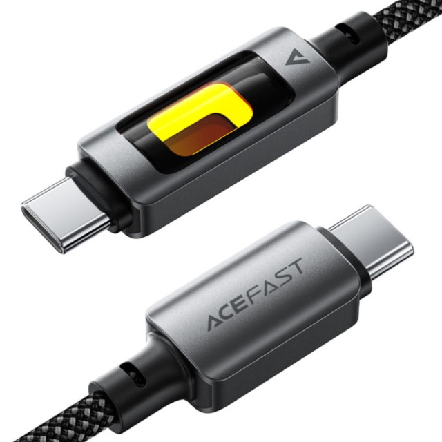 Καλώδιο Acefast C21-03 USB-C σε USB-C 60W 3A Fast Charge USB2.0 με LED Φωτισμό Braided Μαύρο 1.2m