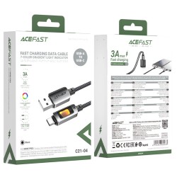 Καλώδιο Acefast C21-04 USB-A σε USB-C 3A Fast Charge USB2.0 με LED Φωτισμό Braided Μαύρο 1.2m