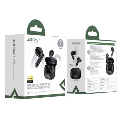 Wireless Earphones Hands Free Acefast W2 TWS v5.4 400mAh 8hr Λειτουργίας ANC και 4-Mic ENC Τεχνολογία IPX4 με LED Display Μαύρα