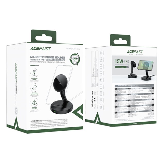 Επιτραπέζια Βάση Ασύρματης Φόρτισης Acefast E26 15W με LED Ένδειξη Λειτουργίας Συμβατή με MagSafe Μαύρη