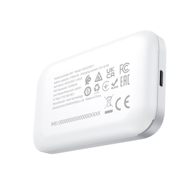 Φορητό Wifi Router Hoco. DQ11 4G Wifi6 150Mbps 2.4GHz Λευκό