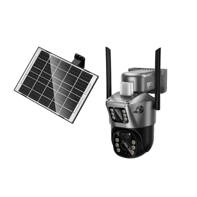 Εξωτερική Smart 4G Κάμερα Ασφαλείας Hoco. DI76 Feather Solar  Full HD IP65 355° Διπλή Κάμερα Αμφίδρομη Επικοινωνία και Ανίχνευση Κίνησης Λειτουργει μόνο με SIM Nova