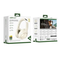 Wireless Ακουστικά Stereo Acefast H5 500mAh v5.4 ANC AUX με Μικρόφωνο Milky White