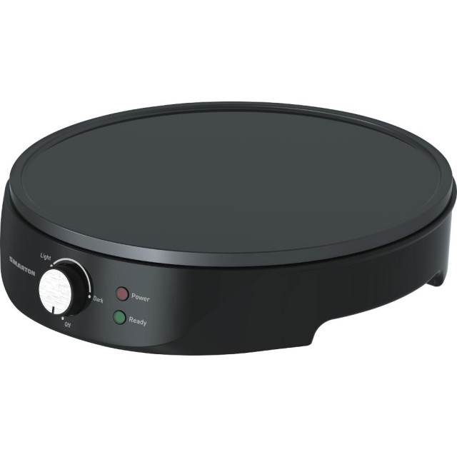 Κρεπιέρα Smarton CM 300 1200W με Ρυθμιζόμενη Θερμοκρασία Αντικολλητική Επιφάνεια 30cm και Ξύλινα Βοηθητικά Εργαλεία Μαύρη