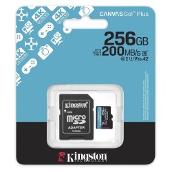 Κάρτα Μνήμης Kingston CanvasGo+ MicroSDXC 256GB Class 10 με SD Αντάπτορα εως 200Mb/s SDCG4/256GB