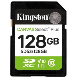 Κάρτα Μνήμης Kingston Canvas Select Plus+ SDXC 128GB Class 10 έως 150MB/s SDS3/128GB