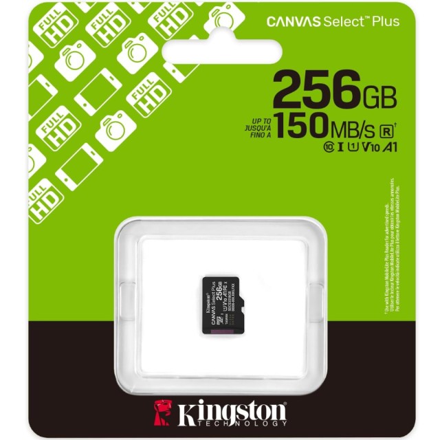 Κάρτα Μνήμης Kingston Canvas Select Plus+ MicroSDXC 256GB Class 10 έως 150MB/s SDCS3/256GBSP Κάρτα Μνήμης Kingston Canvas Select Plus+ MicroSDXC 256GB Class 10 έως 150MB/s SDCS3/256GBSP