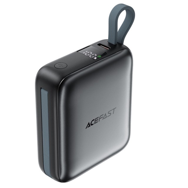 Power Bank Acefast M23 Mini 10000mAh PD22.5W Fast Charging με Ενσωματωμένα Καλώδια 1xUSB-C και 1xLightning και 1xUSB-C Θύρα Μαύρο