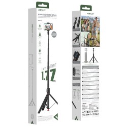 Selfie Stick/Τρίποδο Acefast E3 για Συσκευές 4.5"-7.0" Επεκτεινόμενο έως 1.77m με Τηλεχειριστήριο Μαύρο