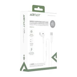 Hands Free Acefast L9 Μονό Ακουστικό USB-C με HD Μικρόφωνο Συμβατά με Όλες τις Συσκευές USB-C Λευκό 1.2m