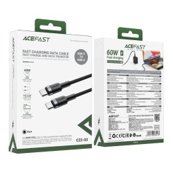 Καλώδιο Σύνδεσης Acefast C22-03 USB-C σε USB-C Braided USB2.0 3A 60W 1.2m Μαύρο