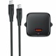 Φορτιστής Ταξιδίου Acefast A118 Mini Fast Charging 1xUSB-C PD30W QC3.0 GaN με USB-C σε USB-C Καλώδιο 1.2m Μαύρος