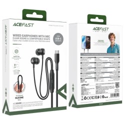 Hands Free Acefast L8 Earphones Stereo USB-C με Μικρόφωνο 1.2m Μαύρα Συμβατά με Όλες τις Συσκευές USB-C