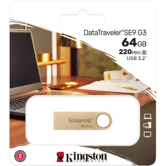 USB Kingston Data Traveller SE9 G3 3.2  64GB Metallic Gold DTSE9G3/64GB