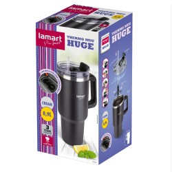 Ποτήρι Θερμός από Ανοξείδωτο & Πλαστικό 900ml HUGE Lamart LT4091 Μαύρο