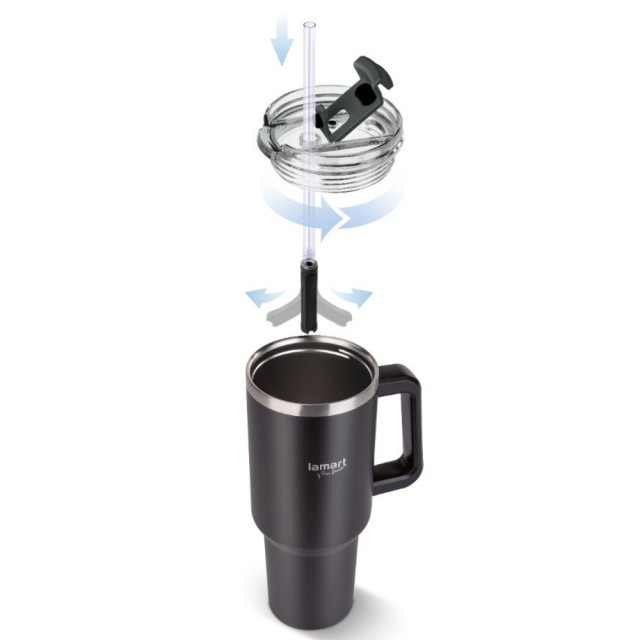 Ποτήρι Θερμός από Ανοξείδωτο & Πλαστικό 900ml HUGE Lamart LT4091 Μαύρο Ποτήρι Θερμός από Ανοξείδωτο & Πλαστικό 900ml HUGE Lamart LT4091 Μαύρο