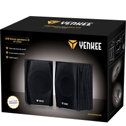 Yenkee YSP 2010BK Stereo Ηχεία 2.0 5W με Ξύλινη Καμπίνα και Παροχή Ρεύματος μέσω USB-A Μαύρα