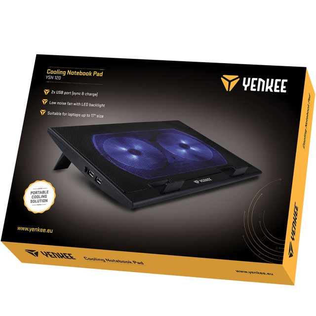 Laptop Cooler Yenkee YSN 120 για Φορητούς Υπολογιστές έως 17" με Φωτισμό και Δυο Χαμηλού Θορύβου Ανεμιστήρες με Ταχύτητα 1000 Rpm Laptop Cooler Yenkee YSN 120 για Φορητούς Υπολογιστές έως 17" με Φωτισμό και Δυο Χαμηλού Θορύβου Ανεμιστήρες με Ταχύτητα 1000 Rpm