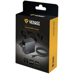 Universal Φορτιστής Yenkee YAU C65 PD65W με USB-C Καλώδιο για Smartphones / Tablets and Laptops 1.8m