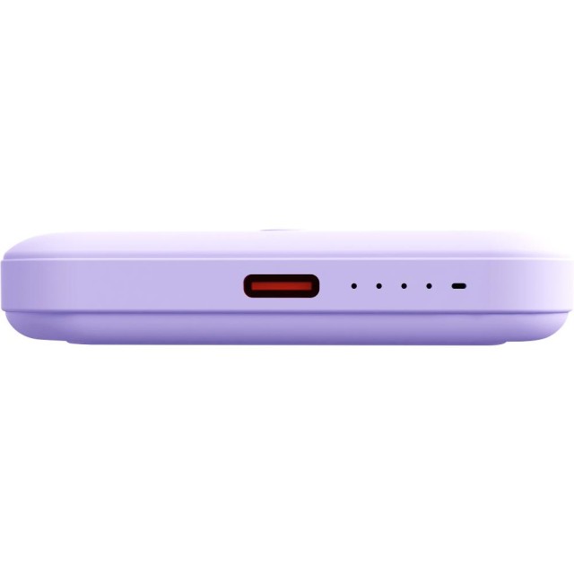 Power Bank Yenkee YPB 501 5000mAh 15W 3A MagSafe Ασύρματη Φόρτιση και 1xUSB-C PD20W, LED Ένδειξη Μπαταρίας Μωβ