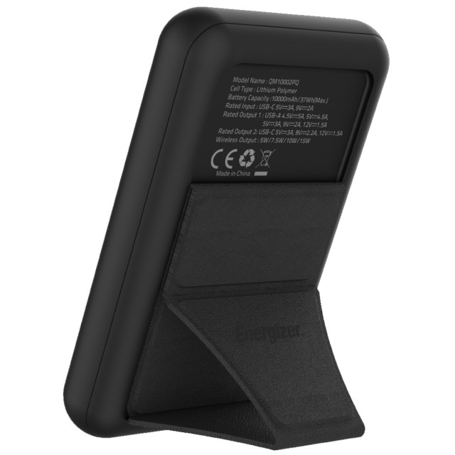 Power Bank Energizer QM10002PQ 10000mAh 22.5W Fast Charge με 1xUSB-C 1xUSB-A Ασύρματη Φόρτιση 15W και LED Ένδειξη Μπαταρίας Μαύρο