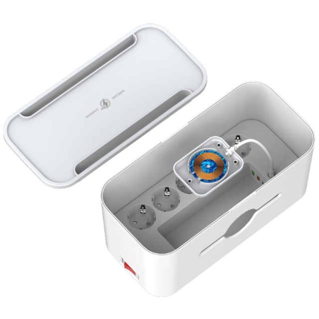 Επιτραπέζιος Φορτιστής Box Energizer EPB2500W03EU 2500W 10A Max με 5xΣούκο + 1xUSB-C PD20W + 2xUSB-A 18W QC3.0 / 2.4A, Ασύρματη Φόρτιση 15W, Διακόπτη Ασφαλείας On/Off Καλώδιο 2m Λευκός