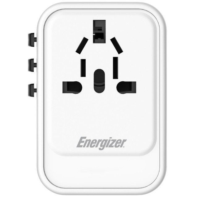 Παγκόσμιος Φορτιστής Ταξιδίου Energizer ETC200 US/AU UK EU με 1xUSB-A 18W και 2xUSB-C 20W/12W Λευκός