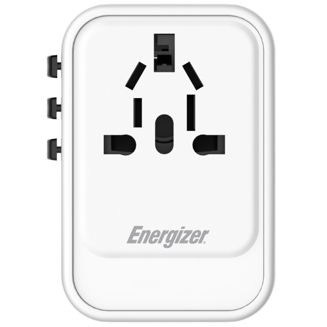 Παγκόσμιος Φορτιστής Ταξιδίου Energizer ETC450 US/AU UK EU με 1xUSB-A 30W και 2xUSB-C 45W/12W GaN Λευκός