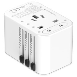 Παγκόσμιος Φορτιστής Ταξιδίου Energizer ETC650 US/AU UK EU με 1xUSB-A QC 30W και 2xUSB-C PD65W GaN Λευκός