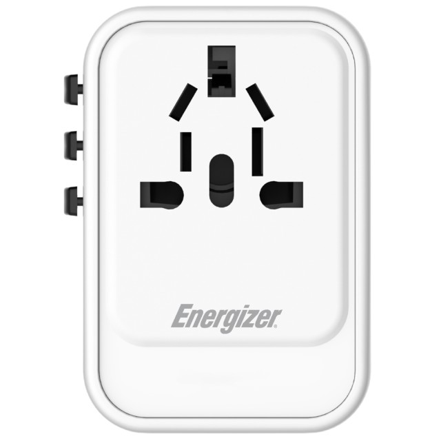 Παγκόσμιος Φορτιστής Ταξιδίου Energizer ETC650 US/AU UK EU με 1xUSB-A QC 30W και 2xUSB-C PD65W GaN Λευκός