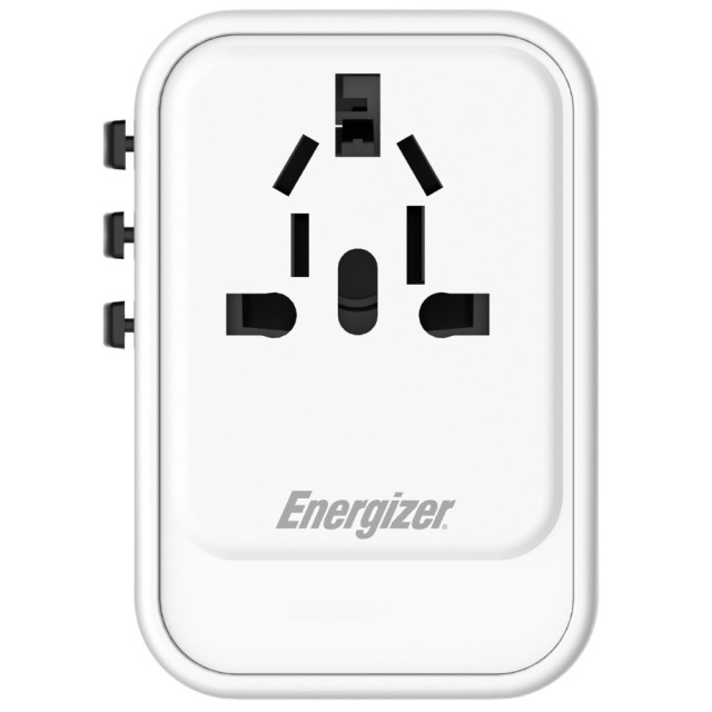 Παγκόσμιος Φορτιστής Ταξιδίου Energizer ETC650 US/AU UK EU με 1xUSB-A QC 30W και 2xUSB-C PD65W GaN Λευκός