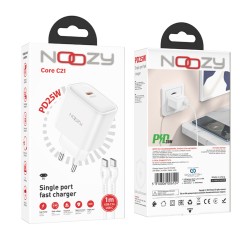 Φορτιστής Ταξιδίου Noozy Core C21 PD25W με Καλώδιο USB-C σε USB-C 1m Λευκό Φορτιστής Ταξιδίου Noozy Core C21 PD25W με Καλώδιο USB-C σε USB-C 1m Λευκό