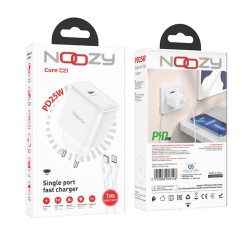 Φορτιστής Ταξιδίου Noozy C21 Core PD25W με Καλώδιο USB-C σε Lightning 1m Λευκός Φορτιστής Ταξιδίου Noozy C21 Core PD25W με Καλώδιο USB-C σε Lightning 1m Λευκός