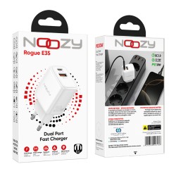 Φορτιστής Ταξιδίου Noozy Rogue E35 PD30W+QC3.0 USB-C Max PD 30W USB-A Max 18W Λευκό Φορτιστής Ταξιδίου Noozy Rogue E35 PD30W+QC3.0 USB-C Max PD 30W USB-A Max 18W Λευκό