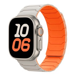 Watchband Hoco WA39 Flex Series 44/45/46/49mm Silicon Strap για Apple Watch series 1/2/3/4/5/6/7/8/9/se/ultra1/ultra2 Μπέζ με Πορτοκαλί