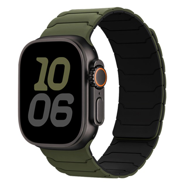 Watchband Hoco WA39 Flex Series 44/45/46/49mm Silicon Strap για Apple Watch series 1/2/3/4/5/6/7/8/9/se/ultra1/ultra2 Χακί με Μαύρο
