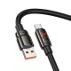 Καλώδιο Hoco U143 Joy USB-A σε USB-C Fast Charging 5A με Zinc Alloy Κονέκτορες RGB Φωτισμό και Ενισχυμένο PVC Anti-bend Καλώδιο Μαύρο 1.2m
