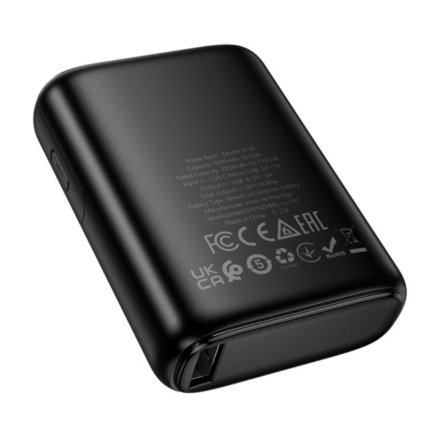Power Bank Hoco J158 Runner 5000mAh 5V/2A με 1xUSB-A 1xUSB-C 1xMicro USB και LED Ένδειξη Μπαταρίας Μαύρο