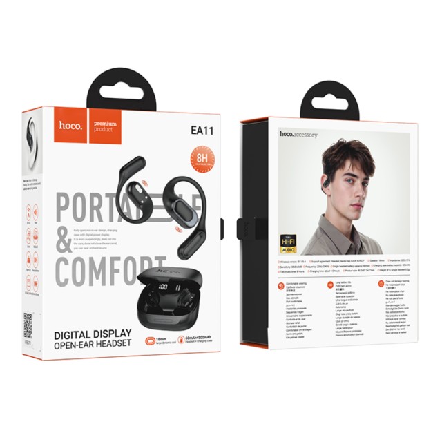 Wireless Hands Free Hoco EA11 Honey TWS v5.4 500mAh 8h Ώρες Λειτουργίας Μαύρα