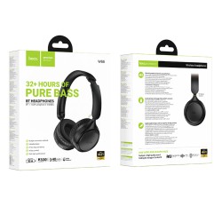 Wireless Ακουστικά Stereo Hoco W66 Wave v5.4 300mAh 32hr Χρήσης με Μικρόφωνο Μαύρα