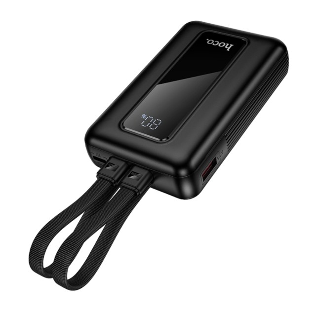 Power Bank Hoco J162 Full Power 10000mAh PD20W+22.5W QC με Θύρες USB+USB-C Ενσωματωμένα Καλώδια USB+Lighting και LED Ένδειξη Μπαταρίας Μαύρο