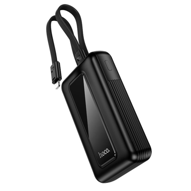 Power Bank Hoco J162 Full Power 10000mAh PD20W+22.5W QC με Θύρες USB+USB-C Ενσωματωμένα Καλώδια USB+Lighting και LED Ένδειξη Μπαταρίας Μαύρο