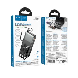 Power Bank Hoco J156A Founder 20000mAh PD20W+22.5W QC με Θύρες USB+USB-C Ενσωματωμένα Καλώδια USB-C+USB+Lighting+Micro και LED Ένδειξη Μπαταρίας Μαύρο